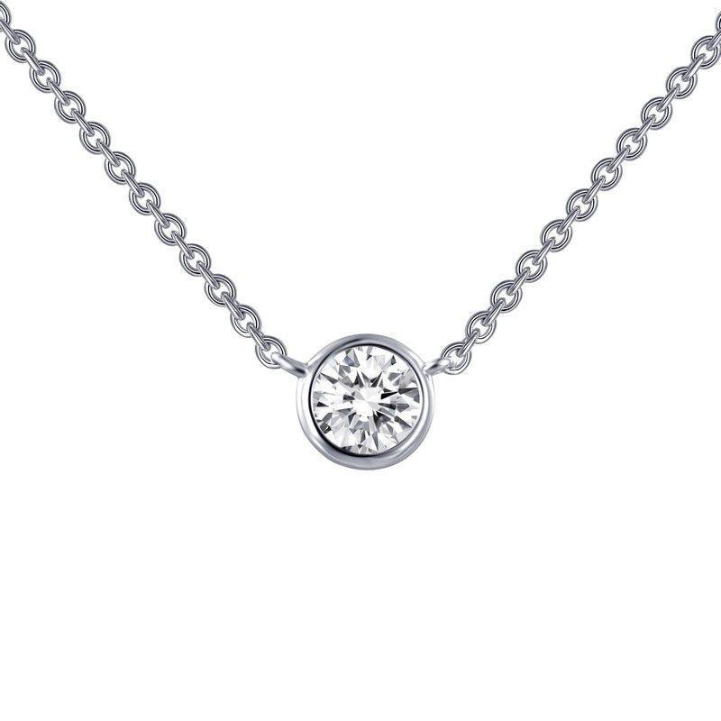 Solitaire Echt Diamanten Dames Hanger Ketting 0,75 Karaat Witgoud 14K