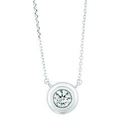 Solitaire Echt Diamanten Hanger Bezel Ketting 0,50 Karaat Witgoud 14K