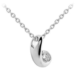 Solitaire Echt Diamanten Ring Bezet Met Kettinghanger 0,75 Ct Witgoud 14K