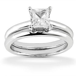 Solitaire Echt Diamond Princess Cut Verlovingsring Set 1 Karaat Sieraden
