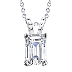 Solitaire Smaragdslijpsel labgekweekt Diamanten Hanger Ketting 2 Karaat Witgoud 14K