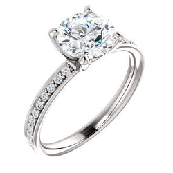 Solitaire Met Accenten 1 Karaat Echt Diamanten Verlovingsring Gouden Sieraden