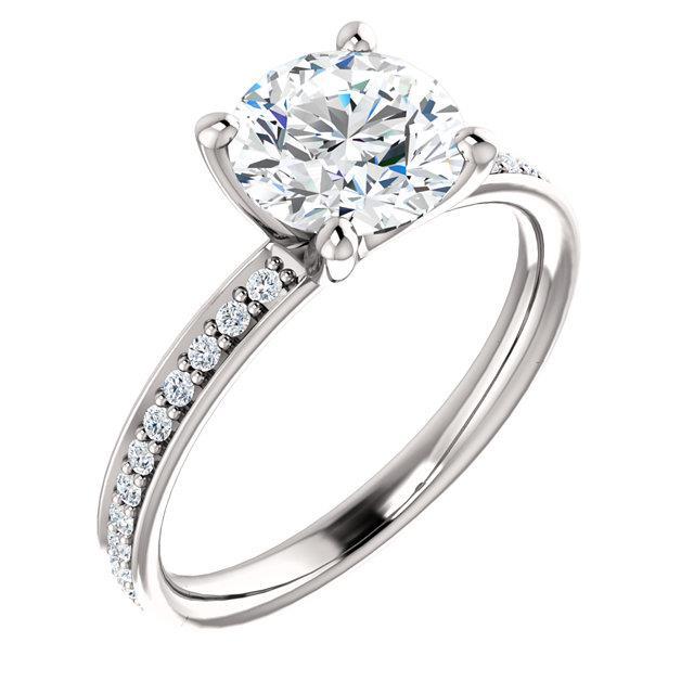 Solitaire Met Accenten 1 Karaat Echt Diamanten Verlovingsring Gouden Sieraden