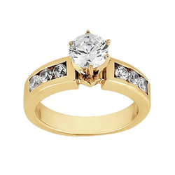 Solitaire Met Echt  Accentdiamant 2.15 Karaats Ring Geel Goud 14K