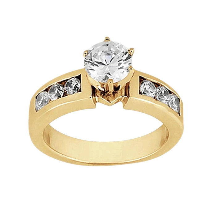 Solitaire Met Echt  Accentdiamant 2.15 Karaats Ring Geel Goud 14K