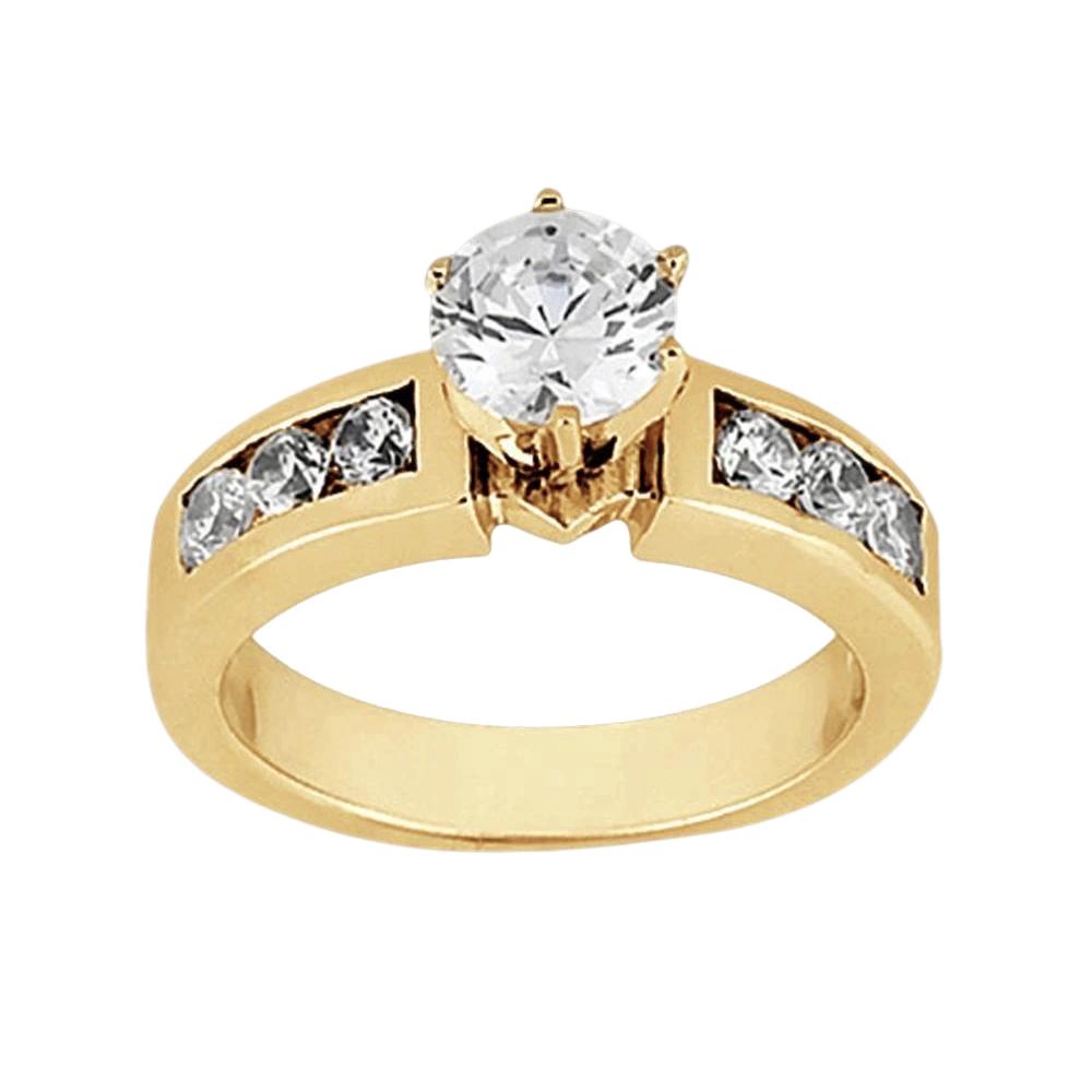 Solitaire Met Echt  Accentdiamant 2.15 Karaats Ring Geel Goud 14K