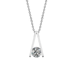 Solitaire Omgekeerde V-vorm labgekweekt Diamanten Hanger Ketting 2 Karaat WG 14K