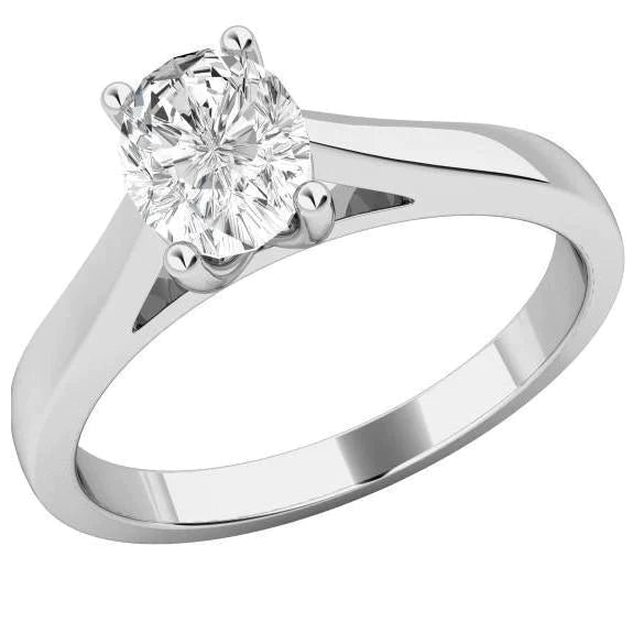 Solitaire Ovale Echt Diamanten Verlovingsring 1 Ct 4 Prongs Sieraden