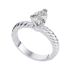 Solitaire Peer Echt Diamant 1,50 Karaat Trouwring Touw Stijl Shank