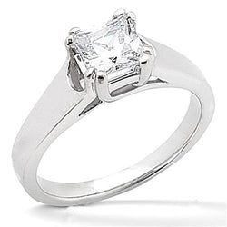 Solitaire Prinses Echt Diamanten Verlovingsring Wit Goud 14K 0,75 Karaat