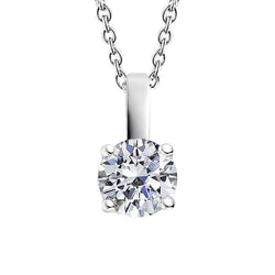 Solitaire Rond Geslepen labgekweekt Diamanten Kettinghanger 2 Karaat Witgoud 14K