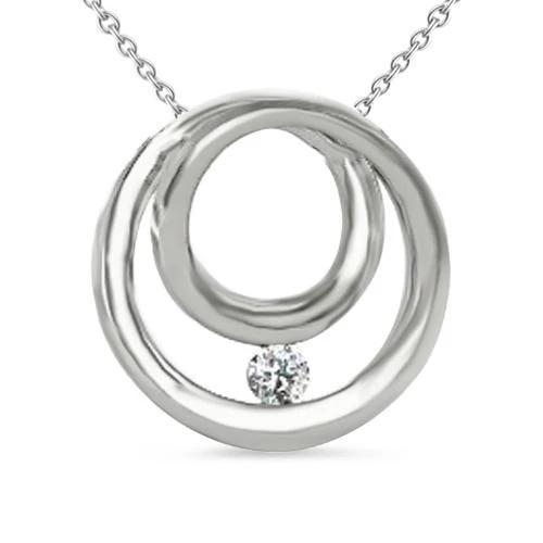 Solitaire Ronde Geslepen Echt Diamanten Hanger Ketting 0,75 Karaat Witgoud 14K