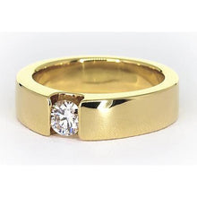 Afbeelding in Gallery-weergave laden, Spanningsset band geel goud 14K ronde diamanten 1 karaat herenring - harrychadent.nl
