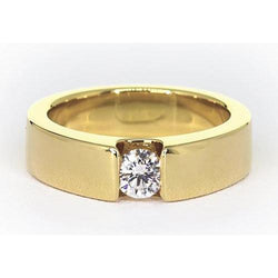 Spanningsset band geel goud 14K ronde diamanten 1 karaat herenring