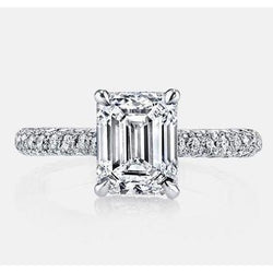 Sprankelende Smaragd uit de aarde gewonnen Diamanten Solitaire Ring met Accenten 3.10 Karaat
