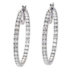 Sparkling Prong Set 3,40 CT Ronde Geslepen Echt Diamanten Hoepel Oorbellen Goud 14K