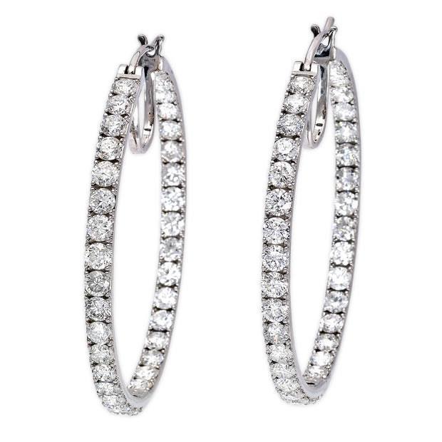 Sparkling Prong Set 3,40 CT Ronde Geslepen Echt Diamanten Hoepel Oorbellen Goud 14K - harrychadent.nl