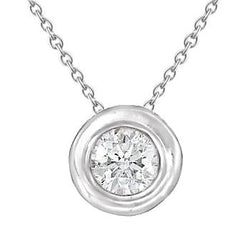 Sparkling Solitaire Ronde Echt Diamanten Hanger Bezel Set Wit Goud 1,5 Ct