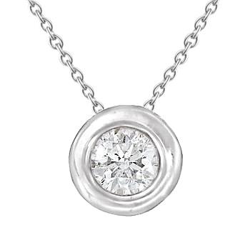 Sparkling Solitaire Ronde Echt Diamanten Hanger Bezel Set Wit Goud 1,5 Ct