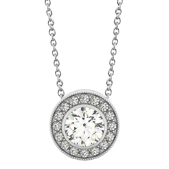 Sprankelend 2,00 ct. Ronde diamanten hanger van Milgrain zonder ketting WG 14K - harrychadent.nl