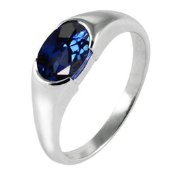 Sprankelende 2 karaats ovale Ceylon blauwe saffier Solitaire ring