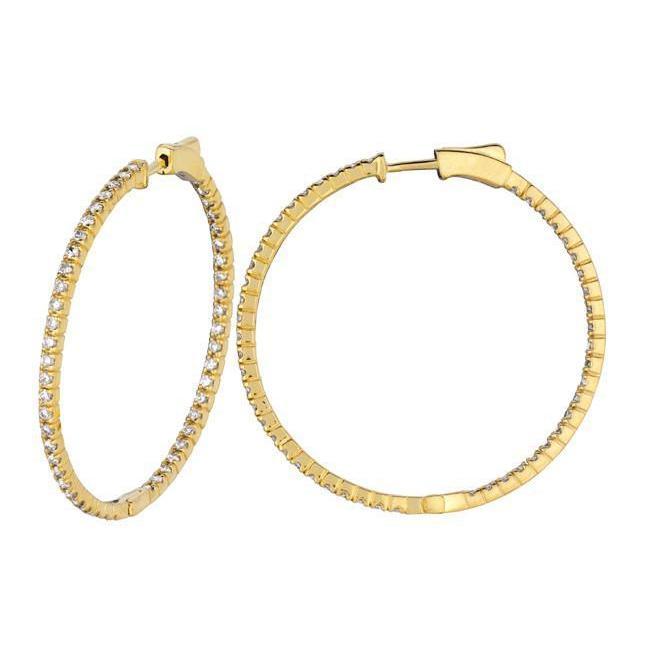 Sprankelende 2 karaats ronde diamanten geelgouden 14K Hoop Earring-sieraden - harrychadent.nl
