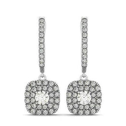 Sprankelende 2.50 karaat ronde diamanten Halo Dangle Earring wit goud 14K