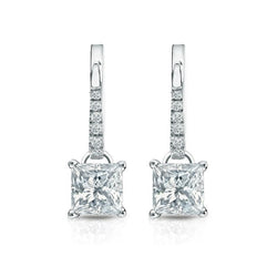 Sprankelende 4.70 Karaat Natuurlijke uit de aarde gewonnen Diamanten Dames Hangoorbellen Witgoud 14K