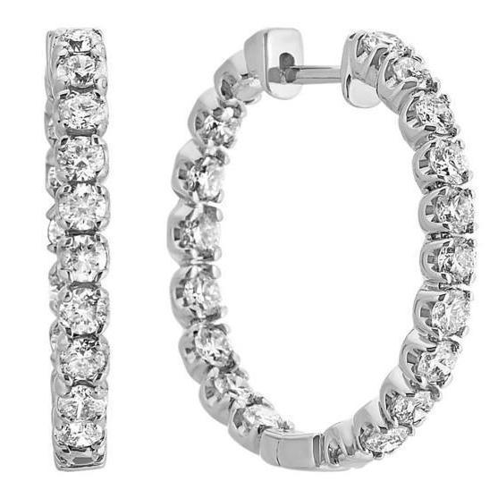 Sprankelende 4.90 karaat ronde geslepen diamanten Lady Hoop Earrings 14K Gold - harrychadent.nl