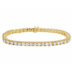 Sprankelende 6,75 ct ronde geslepen diamanten tennisarmband geel goud