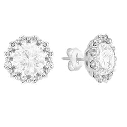 Sprankelende Halo Ronde Natuurlijke uit de aarde gewonnen Diamanten Oorknopjes 4.75 Karaat Witgoud 14K