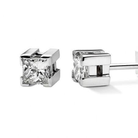 Sprankelende Princess Cut Diamond Stud Earring 0.70 karaat witgoud 14K - harrychadent.nl