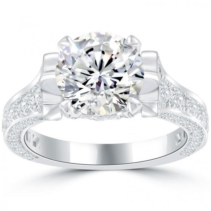 Sprankelende briljante diamanten verlovingsring 4,65 karaat witgoud 14K - harrychadent.nl
