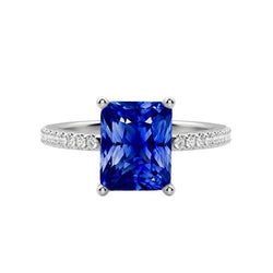 Sprankelende diamanten saffier verlovingsring stralend geslepen goud 3 karaat