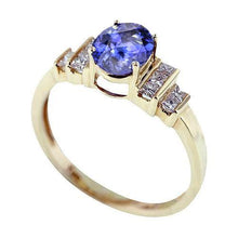 Afbeelding in Gallery-weergave laden, Sprankelende ovale tanzaniet diamanten 3 karaat verlovingsring sieraden - harrychadent.nl
