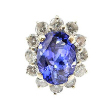 Afbeelding in Gallery-weergave laden, Sprankelende ovale tanzaniet en diamanten halo ring 7,50 karaat sieraden - harrychadent.nl
