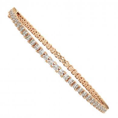 Sprankelende prinses geslepen 5,75 ct diamanten tennisarmband rosé goud - harrychadent.nl