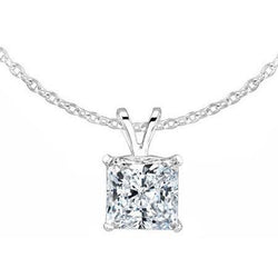 Sprankelende Prinsesslijpsel Echte Natuurlijke uit de aarde gewonnen Diamanten Ketting Hanger 2 Ct. Witgoud 14K