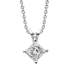 Sprankelende prinses geslepen diamanten hanger ketting 2,50 ct witgoud 14k