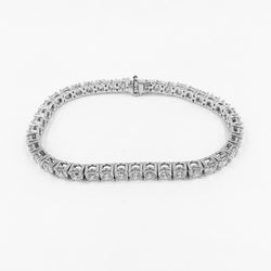 Sprankelende ronde geslepen 8 karaat diamanten tennisarmband wit goud