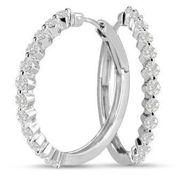 Sprankelende ronde geslepen diamanten hoepeloorring wit goud 14K 2 karaat