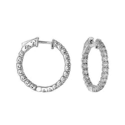 Sprankelende ronde hoepelvormige diamanten oorbellen 3.80 karaat witgoud 14K