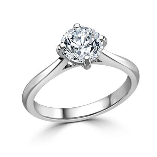 Sprankelende 1 Karaat Echt Diamanten Solitaire Verlovingsring 14K Witgoud