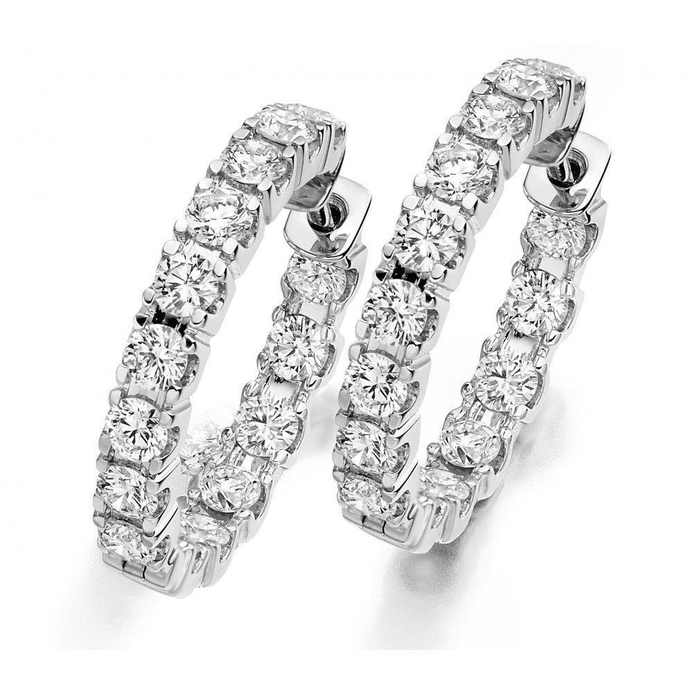 Sprankelende 5,70 karaat Echt Diamanten Dames Hoepel Oorbellen 14K Goud Wit - harrychadent.nl