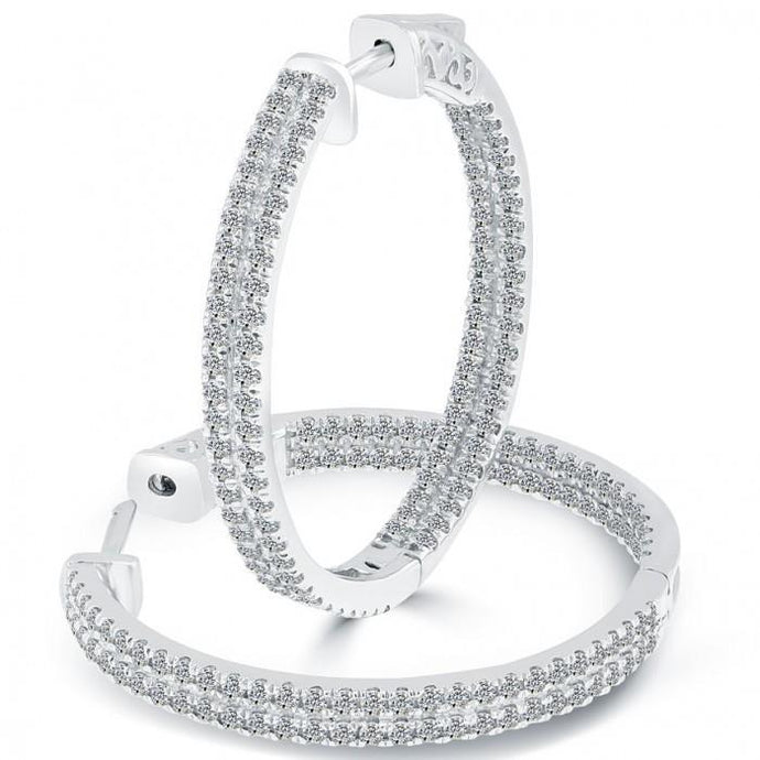 Sprankelende Briljant Geslepen Echt Diamanten Dame Hoepel Oorbellen 4,00 ct WG 14K - harrychadent.nl