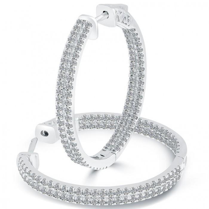 Sprankelende Briljant Geslepen Echt Diamanten Dame Hoepel Oorbellen 4,00 ct WG 14K - harrychadent.nl