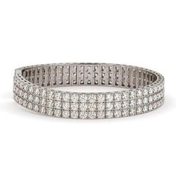 Sprankelende Drievoudige Rij 12.50 Karaat Natuurlijke uit de aarde gewonnen Diamanten Tennisarmband Witgoud