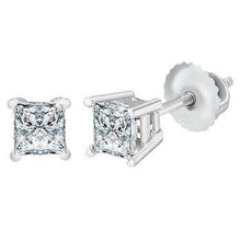 Afbeelding in Gallery-weergave laden, GIA-gecertificeerd Sprankelende Echt Diamanten Oorknopjes 14K Princess Cut 2,82 Karaat
