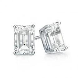 Sprankelende Emerald Cut 1,50 Karaat Echt Diamanten Oorknopjes Wit Goud 14K