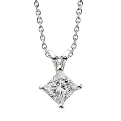 Sprankelende labgekweekte diamanten hanger ketting met prinsesslijpsel 2.50 Ct Witgoud 14K